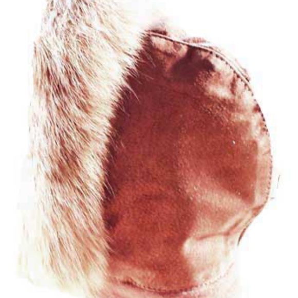 FOX AND SUEDE HOOD WITH CASHMERE INTERIOR, TAG ON NEW, ONE SIZE FITS MOST, BROWN - Picture 5 of 5
